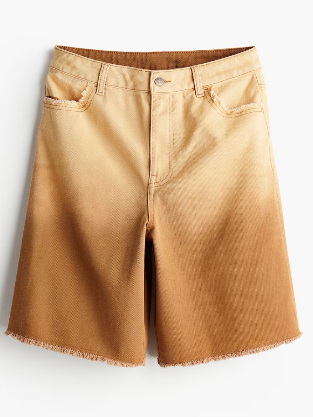 H&M Divided Brown Ombre Bermuda Shorts Size 8 Frayed Hem